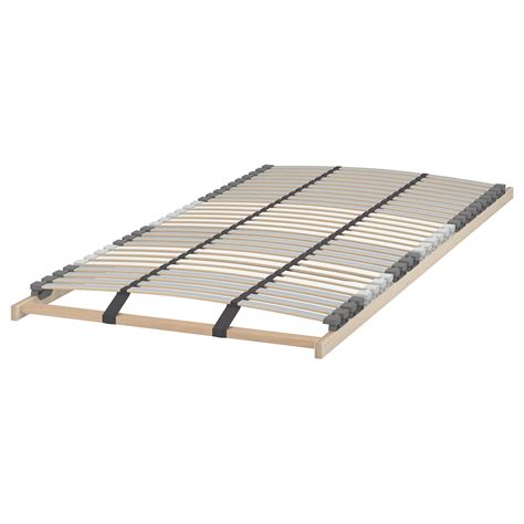 LURÖY Slatted bed base, 180x200 cm 17 layer-glued slats adjust to your body weight and increase the suppleness of the mattress. 25 year guarantee. Read about the terms in the guarantee brochure. Skip to main content. ... This slatted bed base is to be used with an IKEA bed frame.